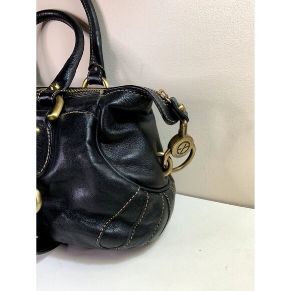 Francesco Biasia Black Leather Bag Large Italian Designer - Picture 2 of 10